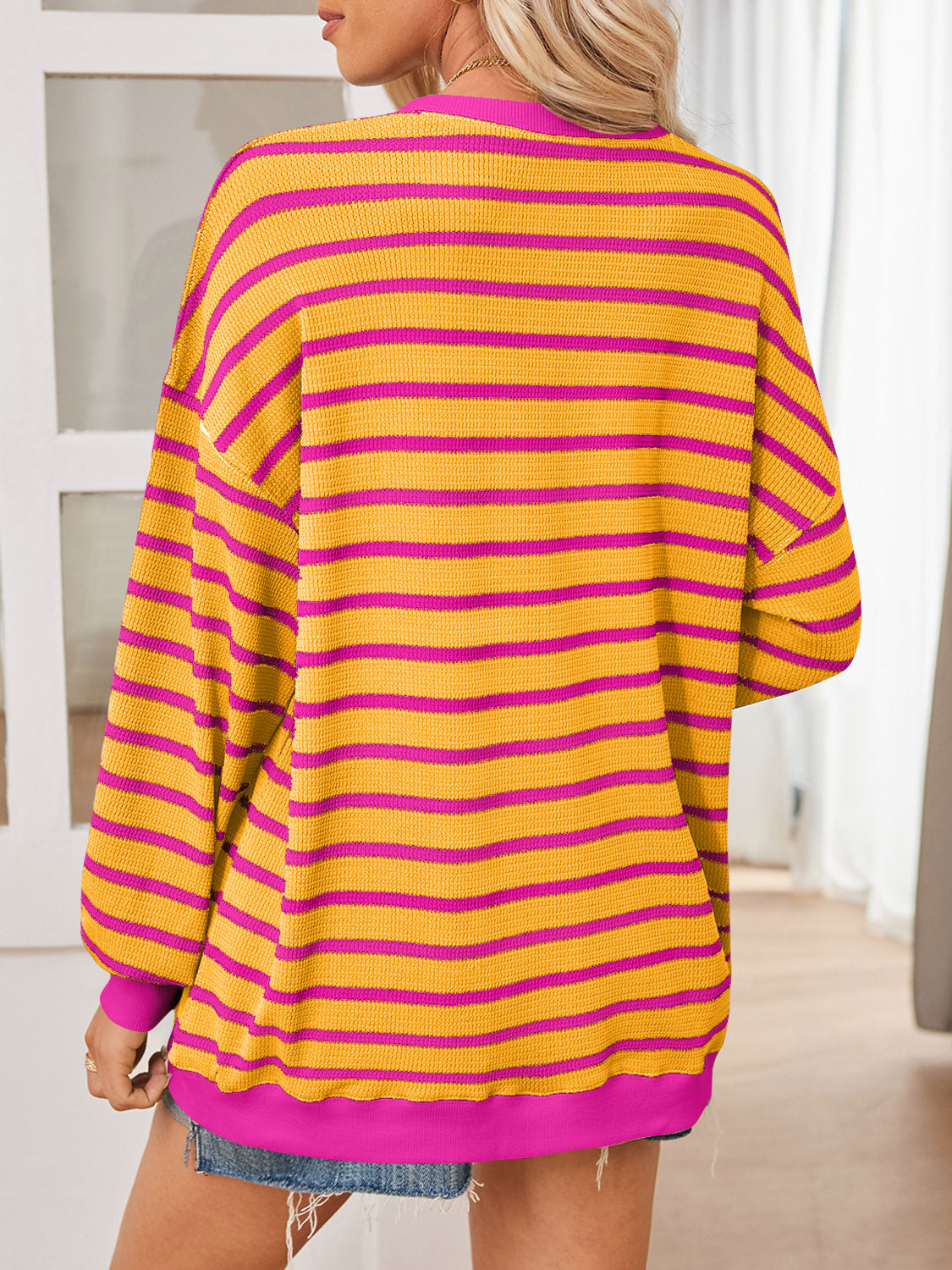 Lovelet Striped Contrast Long Sleeve Sweatshirt