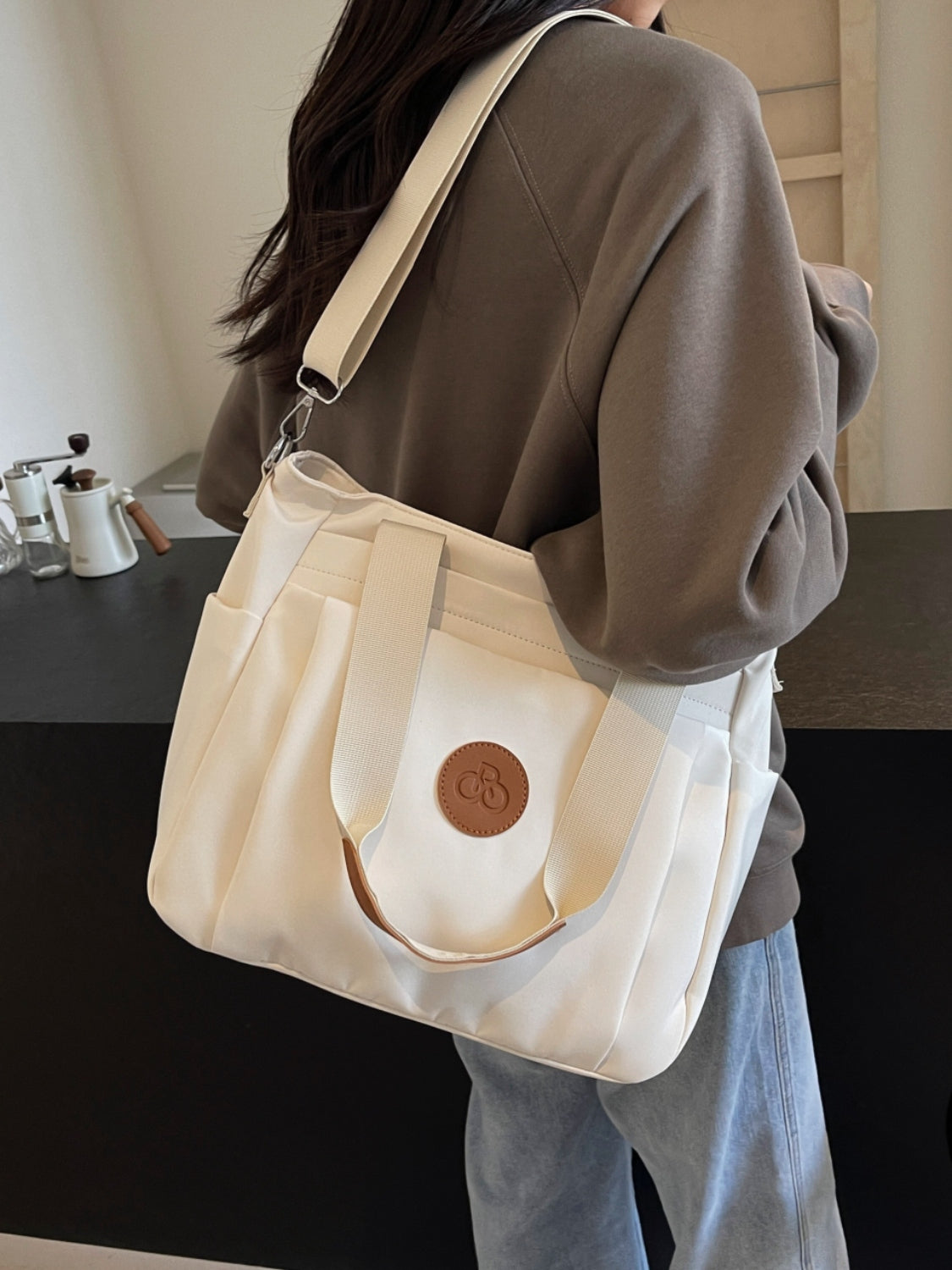 Nylon Solid Color Tote Bag