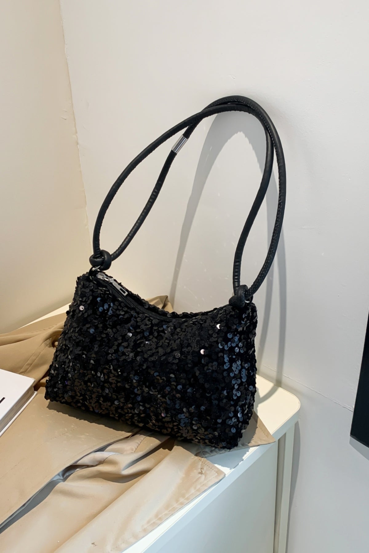 Sequin Double Strap Shoulder Bag