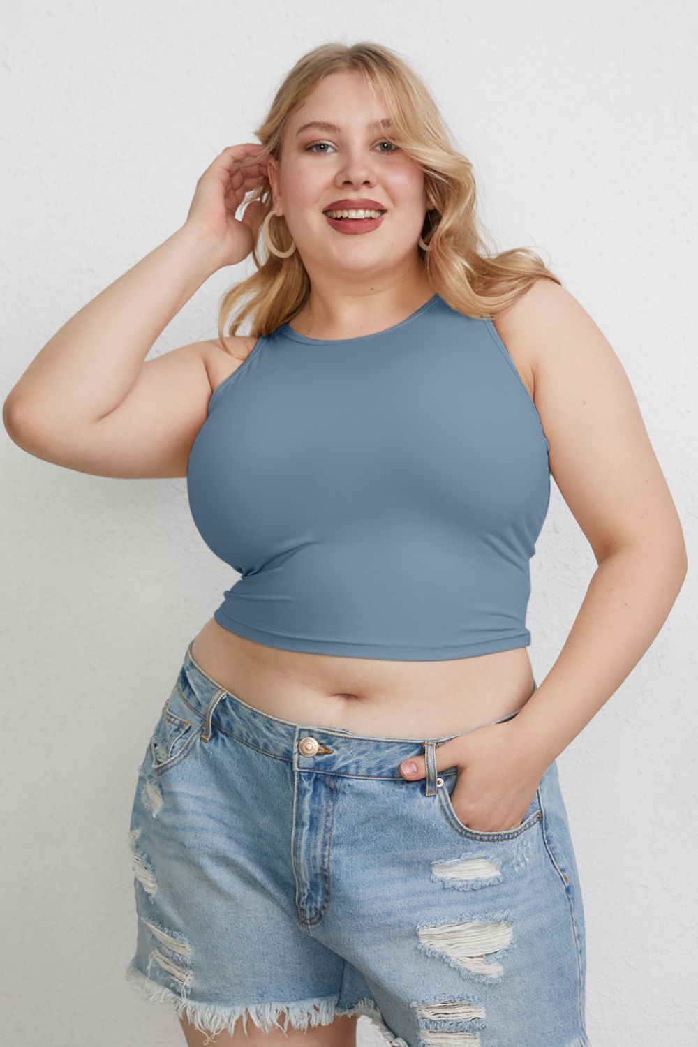 Basic Bae – Schmales Tanktop in voller Größe mit Rundhalsausschnitt