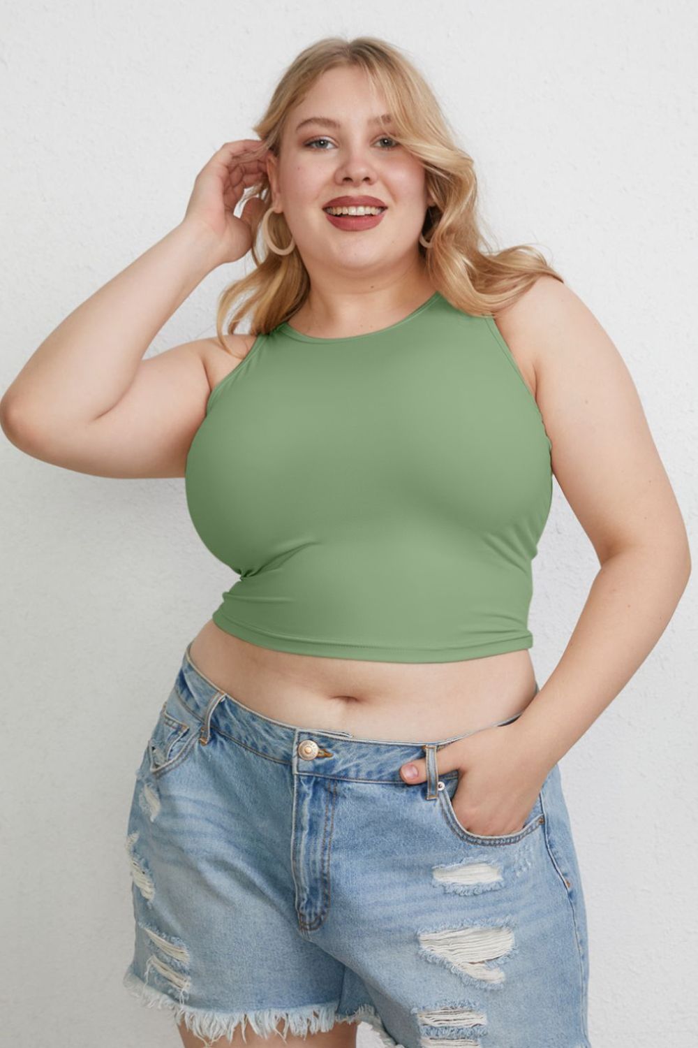 Basic Bae – Schmales Tanktop in voller Größe mit Rundhalsausschnitt