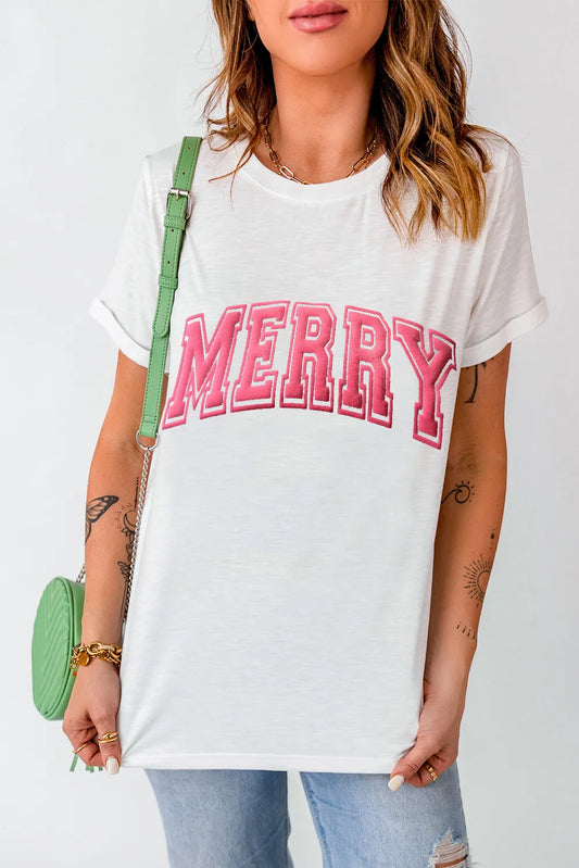 MERRY Round Neck Short Sleeve T-Shirt