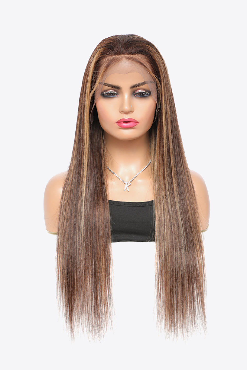 18" 160g Highlight Ombre #P4/27 13x4 Lace Front Perücken Echthaar 150% Dichte