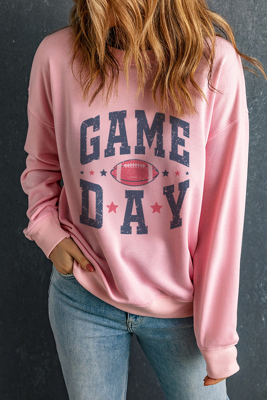 GAME DAY Round Neck Long Sleeve Sweatshirt