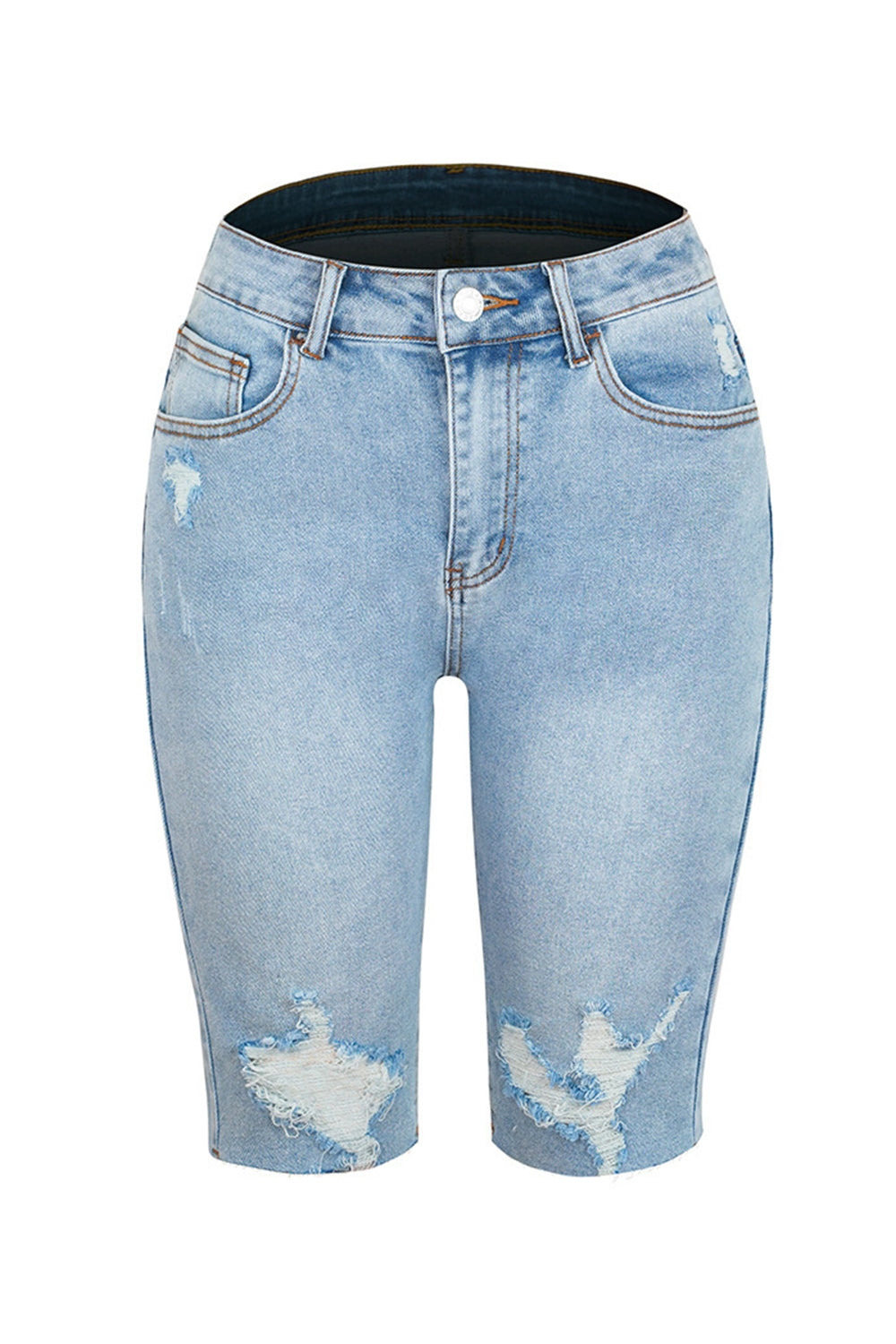 Distressed-Jeansshorts mit Taschen