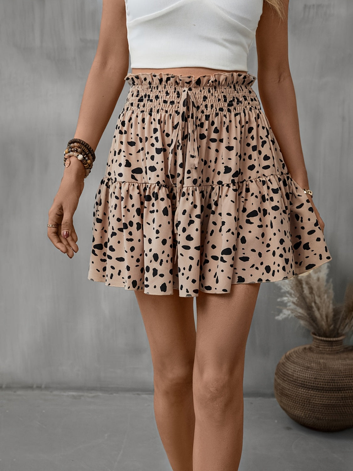 Frill Tied Printed Mini Skirt