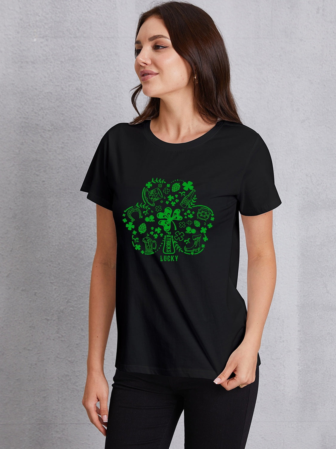 Lucky Clover Round Neck T-Shirt