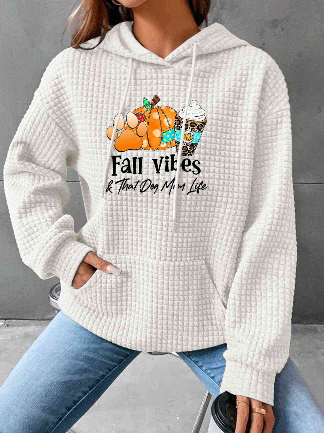 FALL VIBES Grafik-Kapuzenpullover mit Fronttasche