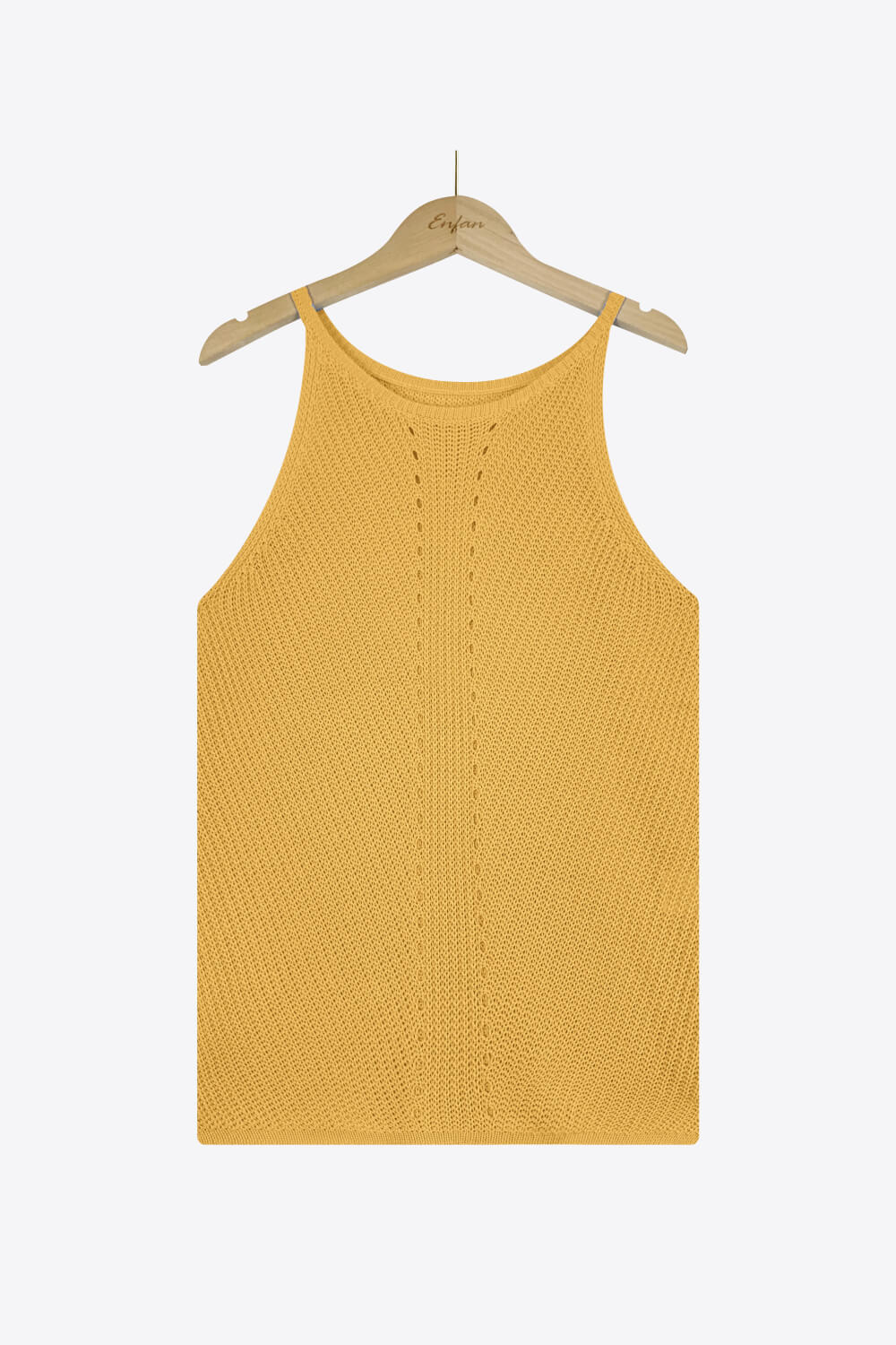 Tanktop aus Strick mit griechischem Halsausschnitt und Lochmuster