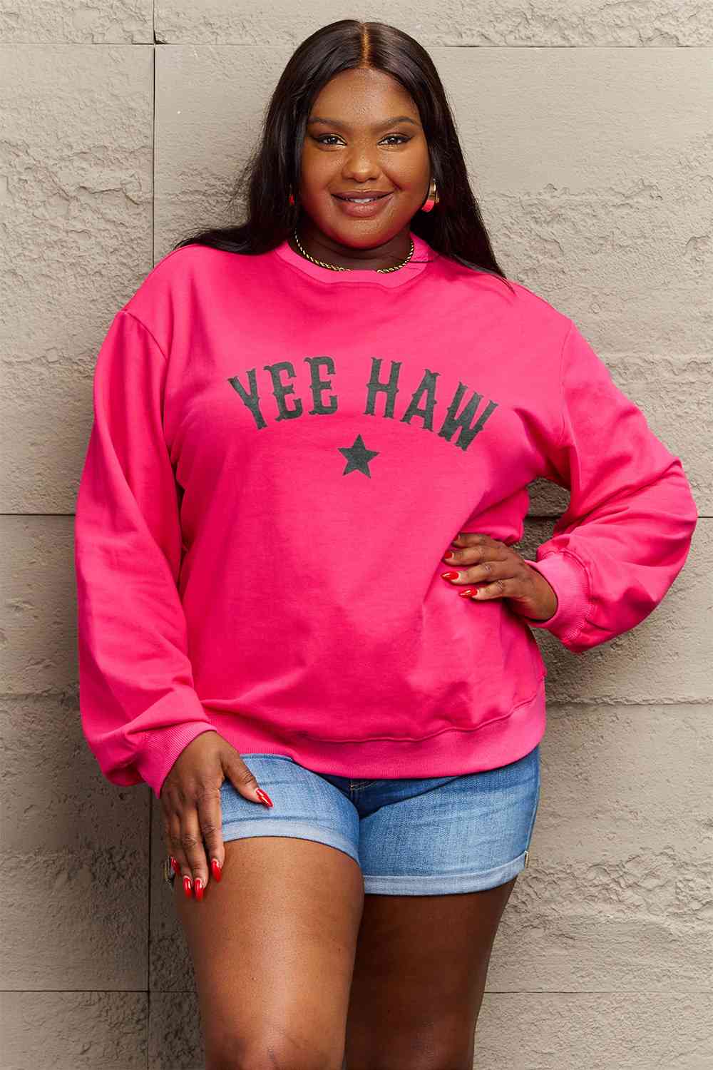 Simply Love Full Size YEEHAW Graphic Round Neck Sweatshirt