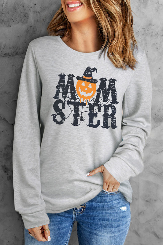 Rundhals-Langarm-Sweatshirt mit MOMSTER-Grafik