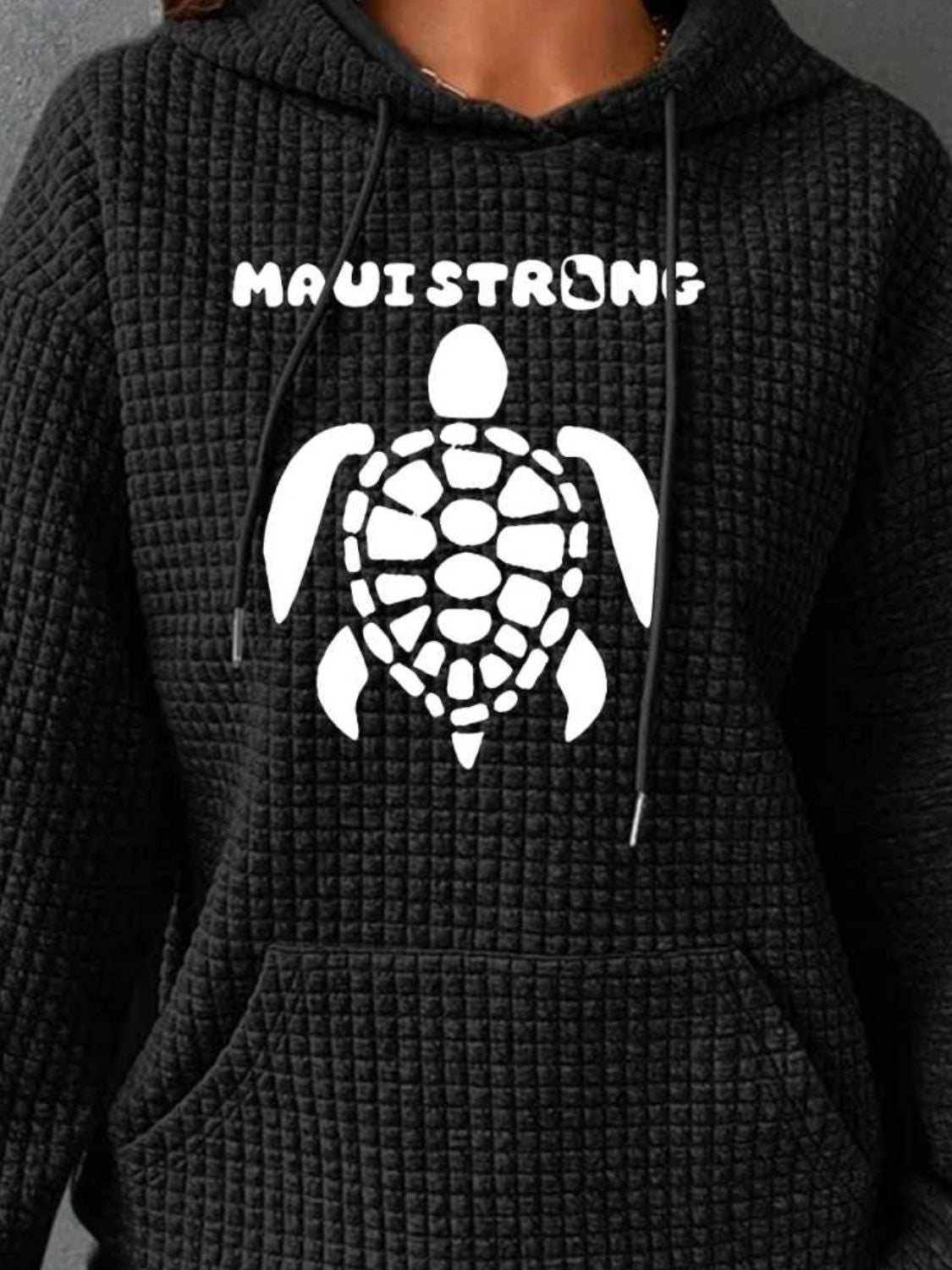 Full Size Turtle Graphic Drawstring Hoodie