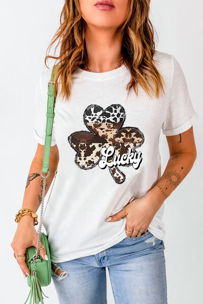 Camiseta con cuello redondo y gráfico LUCKY