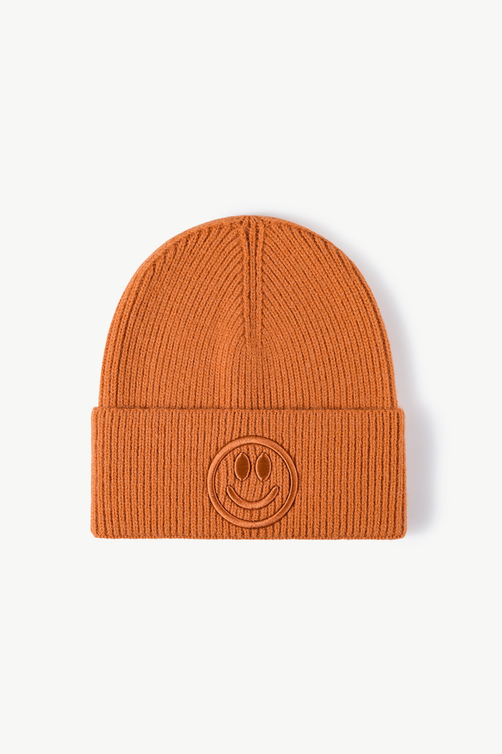 Smiley Face Rib-Knit Beanie