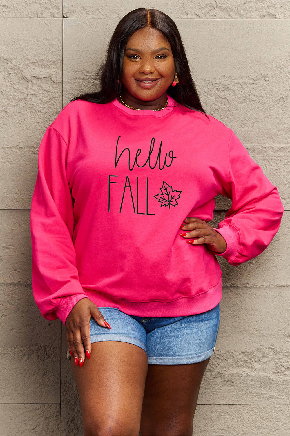 Simply Love Full Size HELLO FALL Graphic Sweatshirt