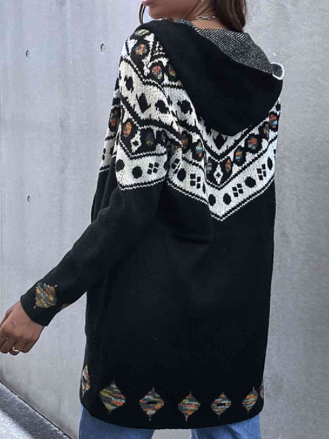 Printed Open Front Cardigan