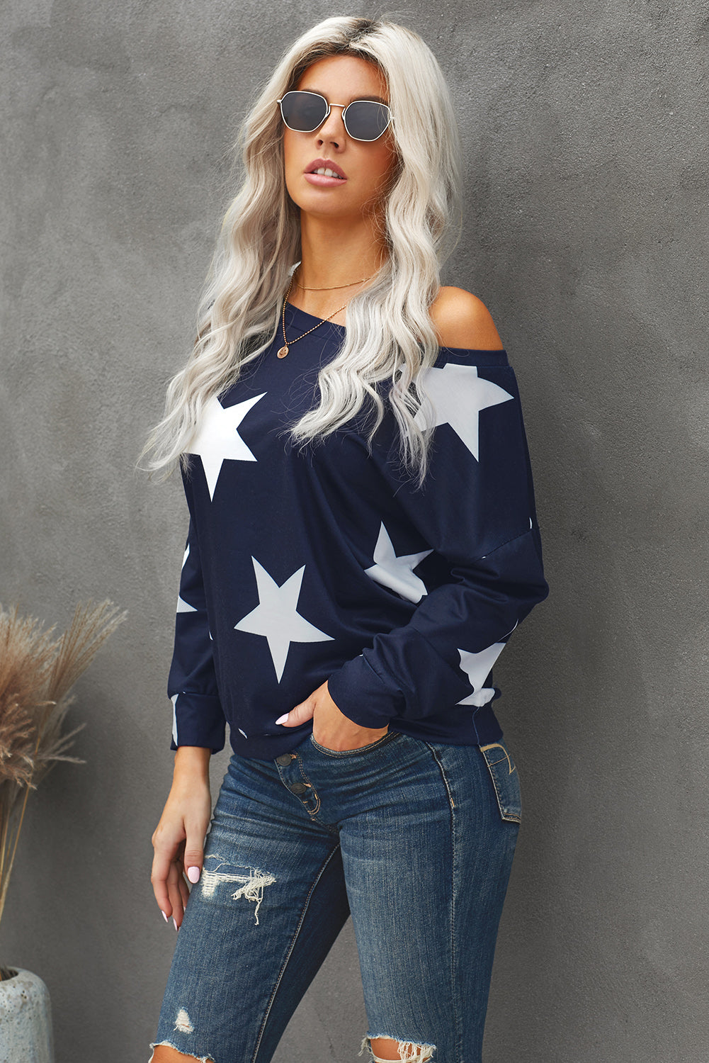 Langärmliges Sweatshirt mit Sternen-Print