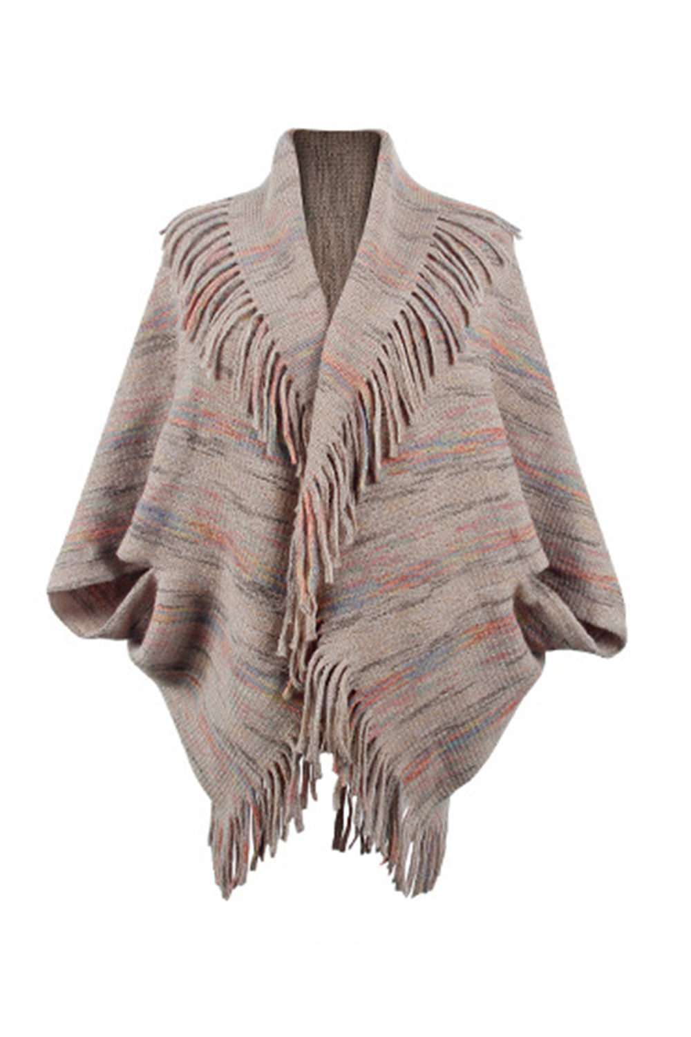 Bedruckter Poncho mit Fransendetail