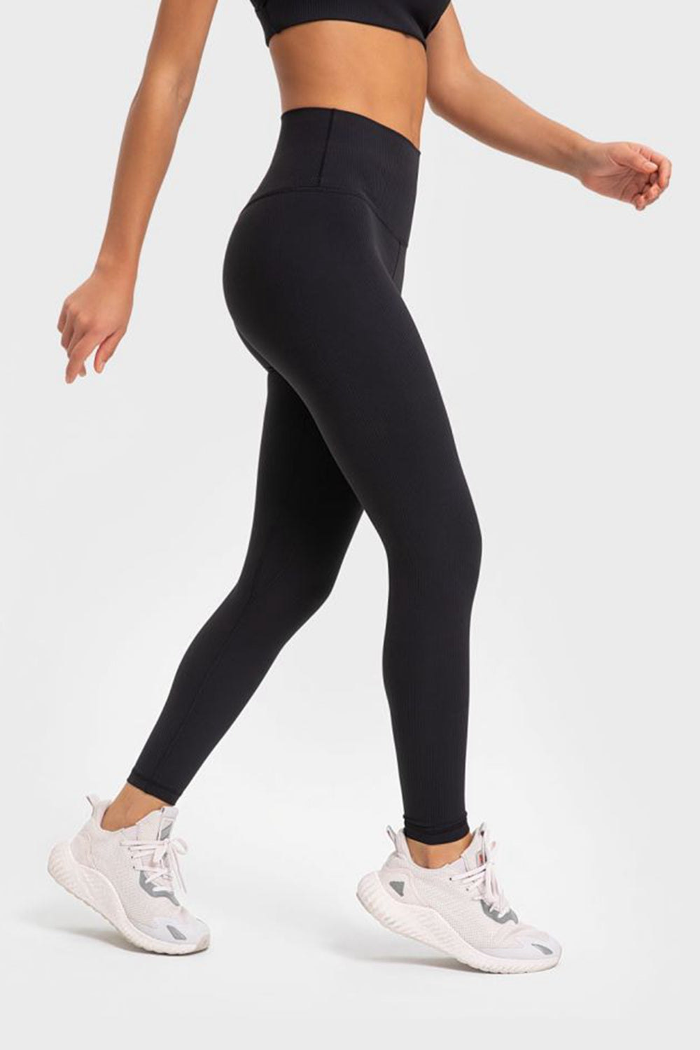 Hochelastische Yoga-Leggings mit breitem Bund