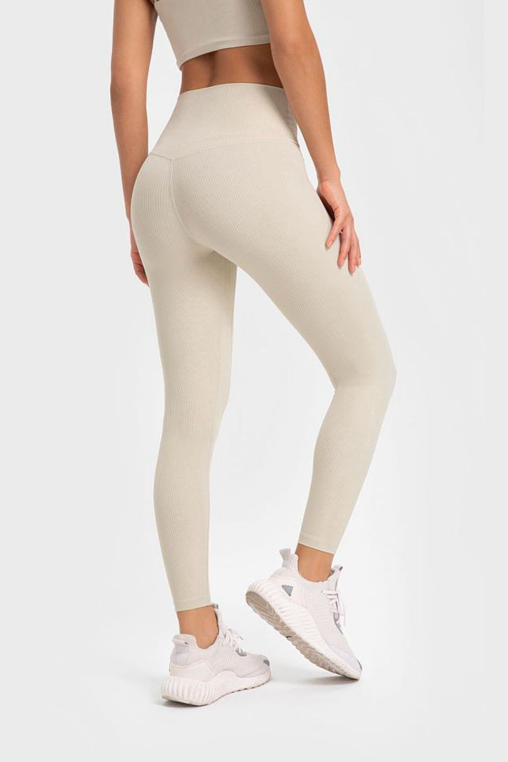 Hochelastische Yoga-Leggings mit breitem Bund