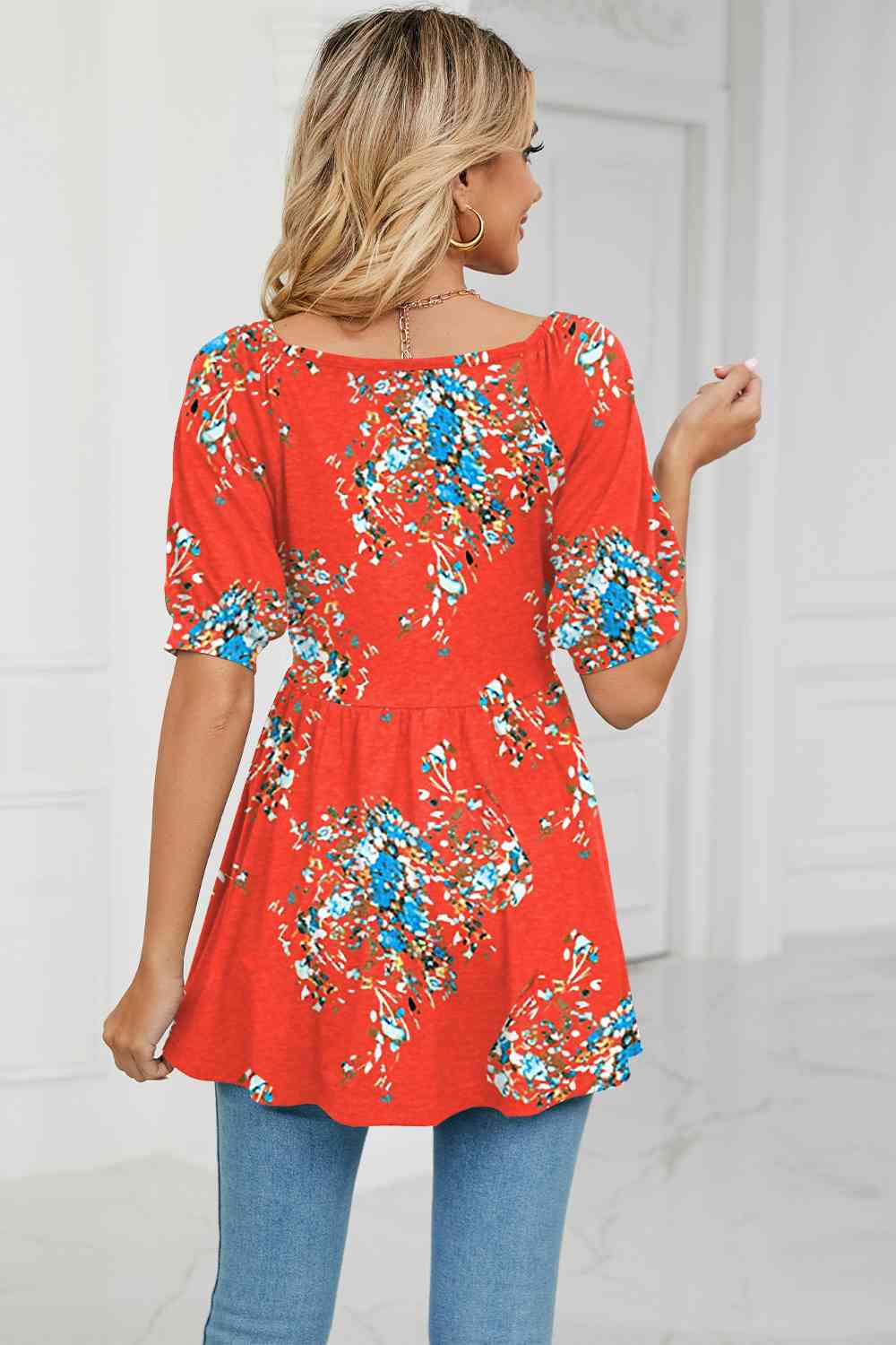 V-Neck Babydoll Blouse