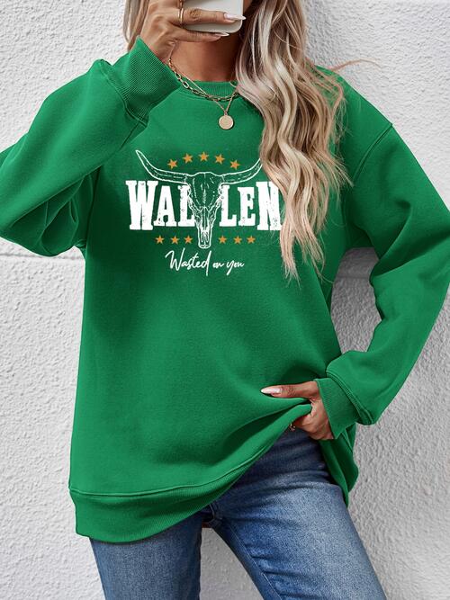 Graphic Round Neck Dropped Shoulder Sweatshirt