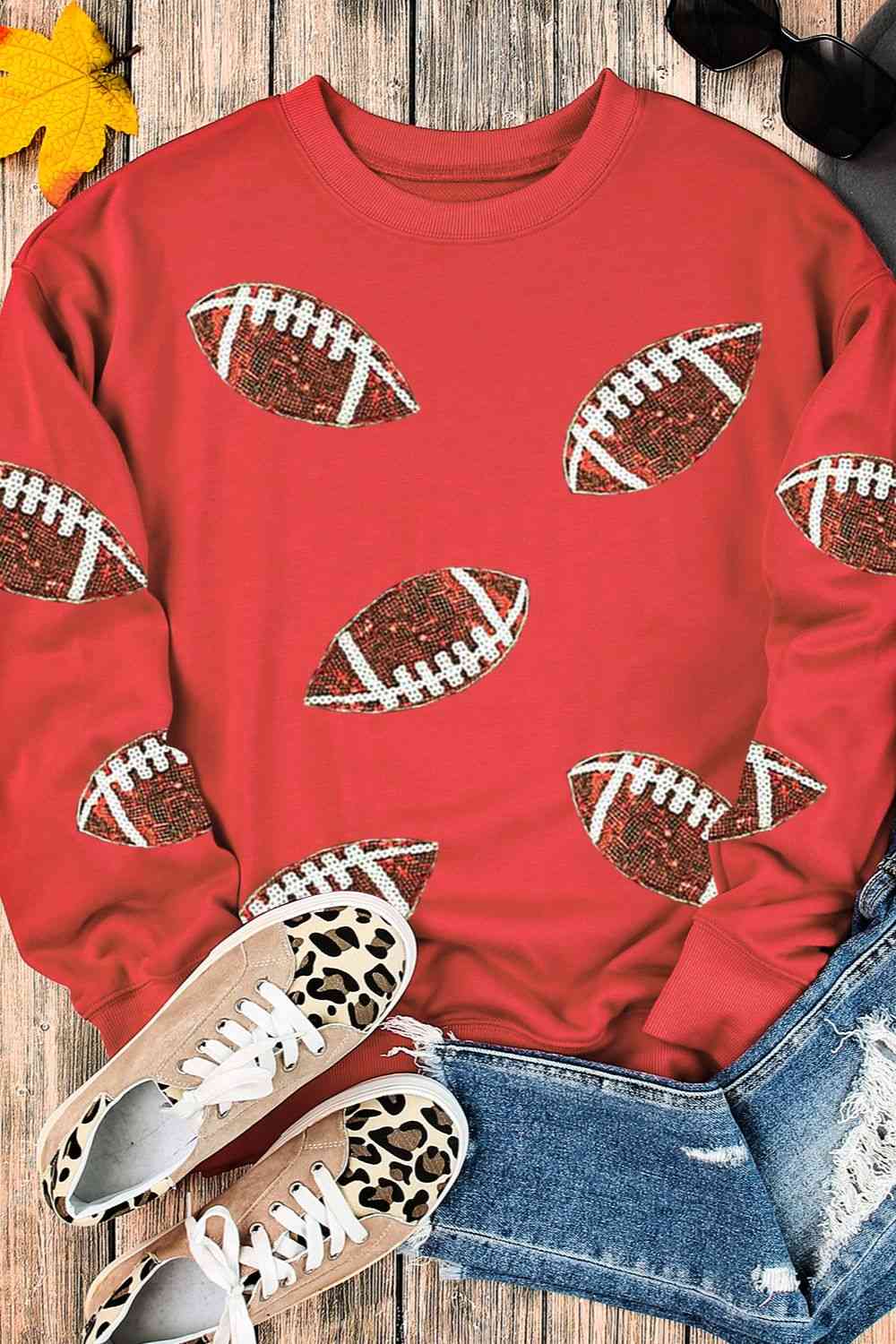 Sweatshirt mit Fußball-Patch und Pailletten