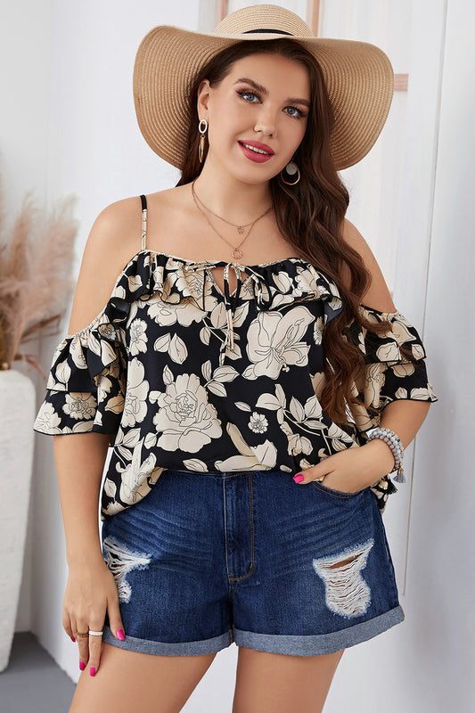 Blusa con tirantes finos florales de talla grande