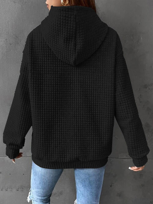 Kapuzenpullover in voller Größe mit Waffelstrick und Kordelzug und Tasche