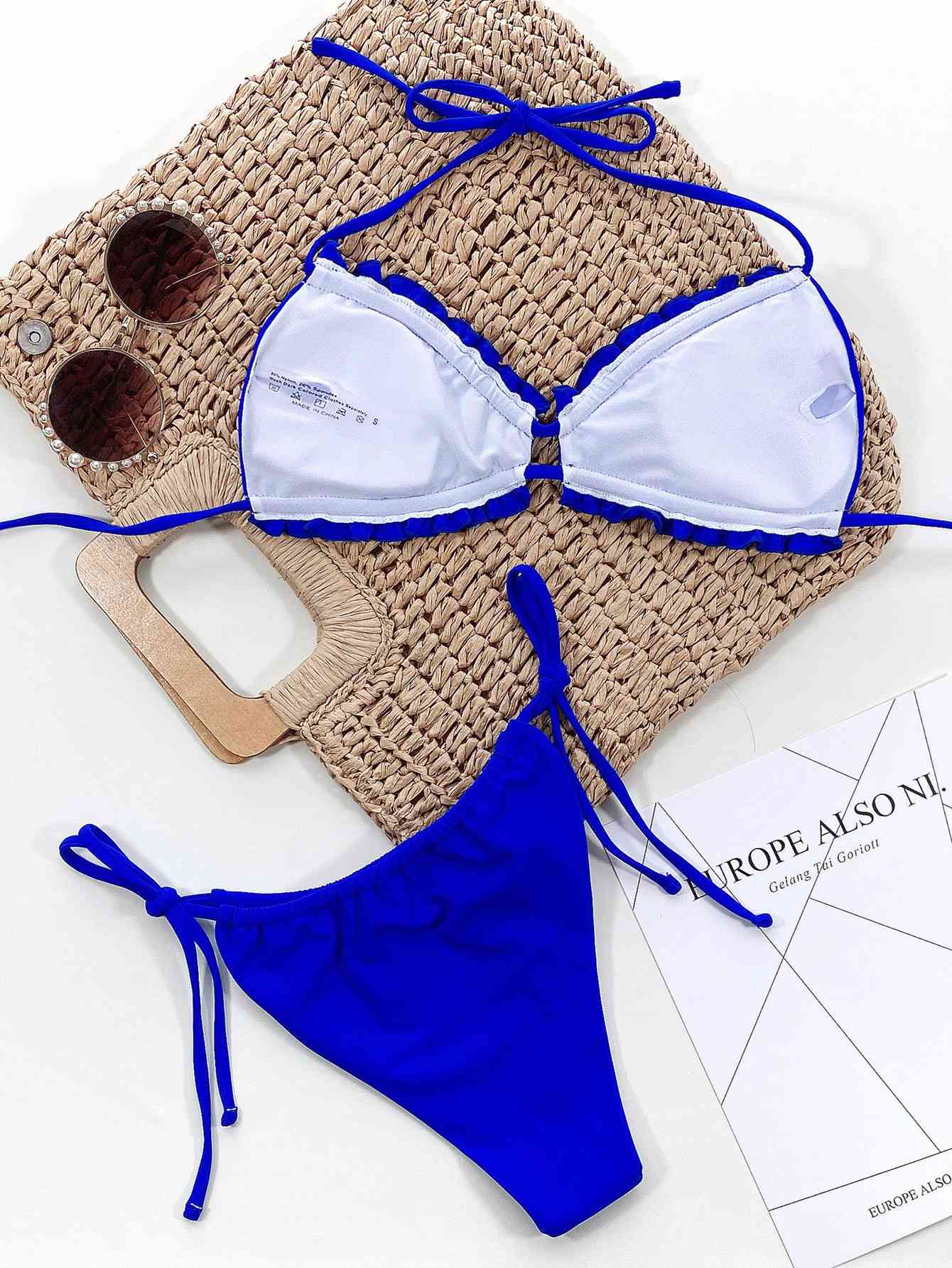 Neckholder-Bikini-Set mit Rüschen und Triangel