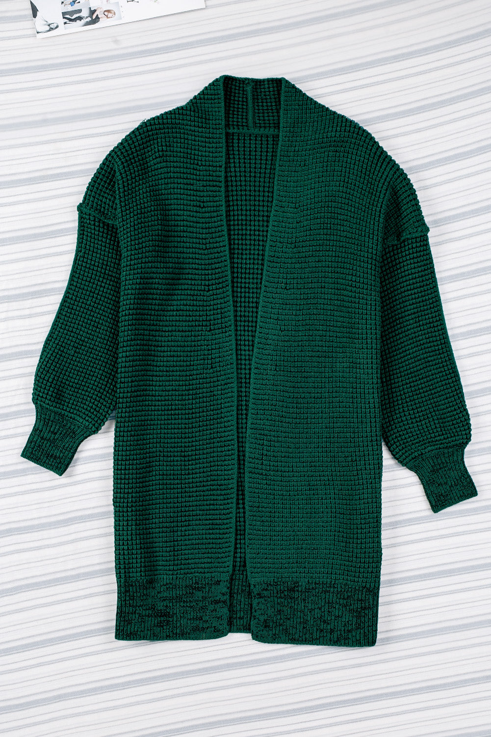 Woven Right – Melierter Longline-Cardigan mit offener Vorderseite