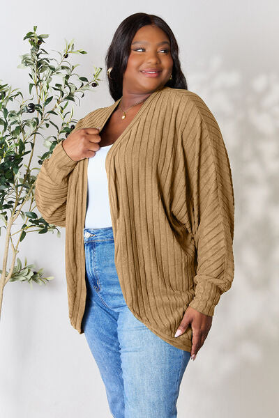 Basic Bae – Gerippter Cocoon-Cardigan in voller Größe