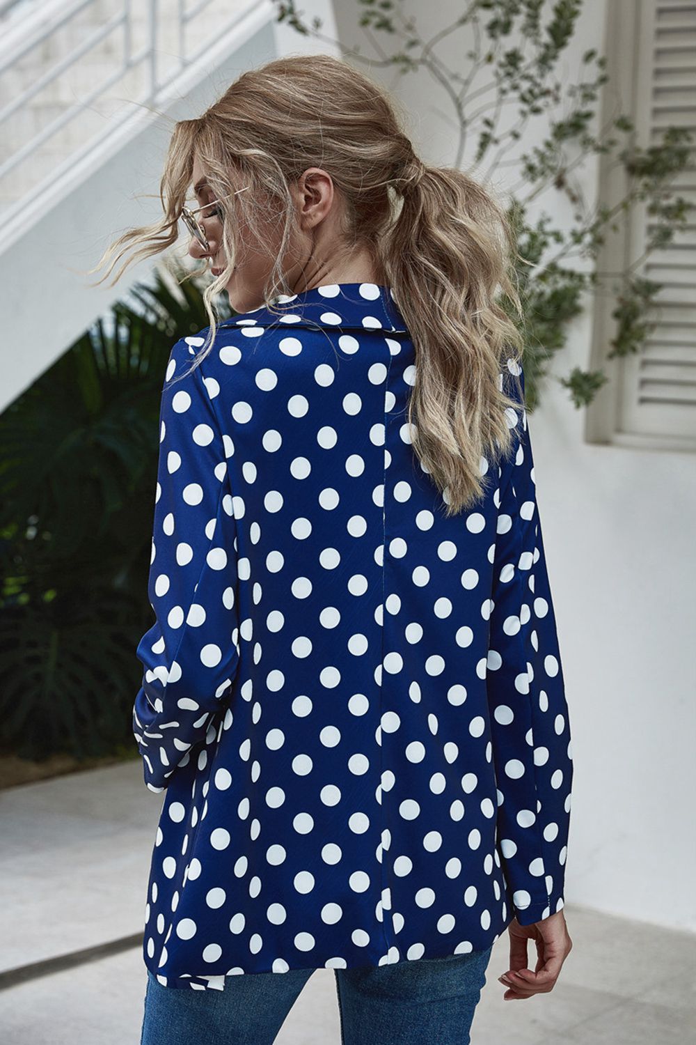 Blazer mit langen Ärmeln und Polka Dot-Muster