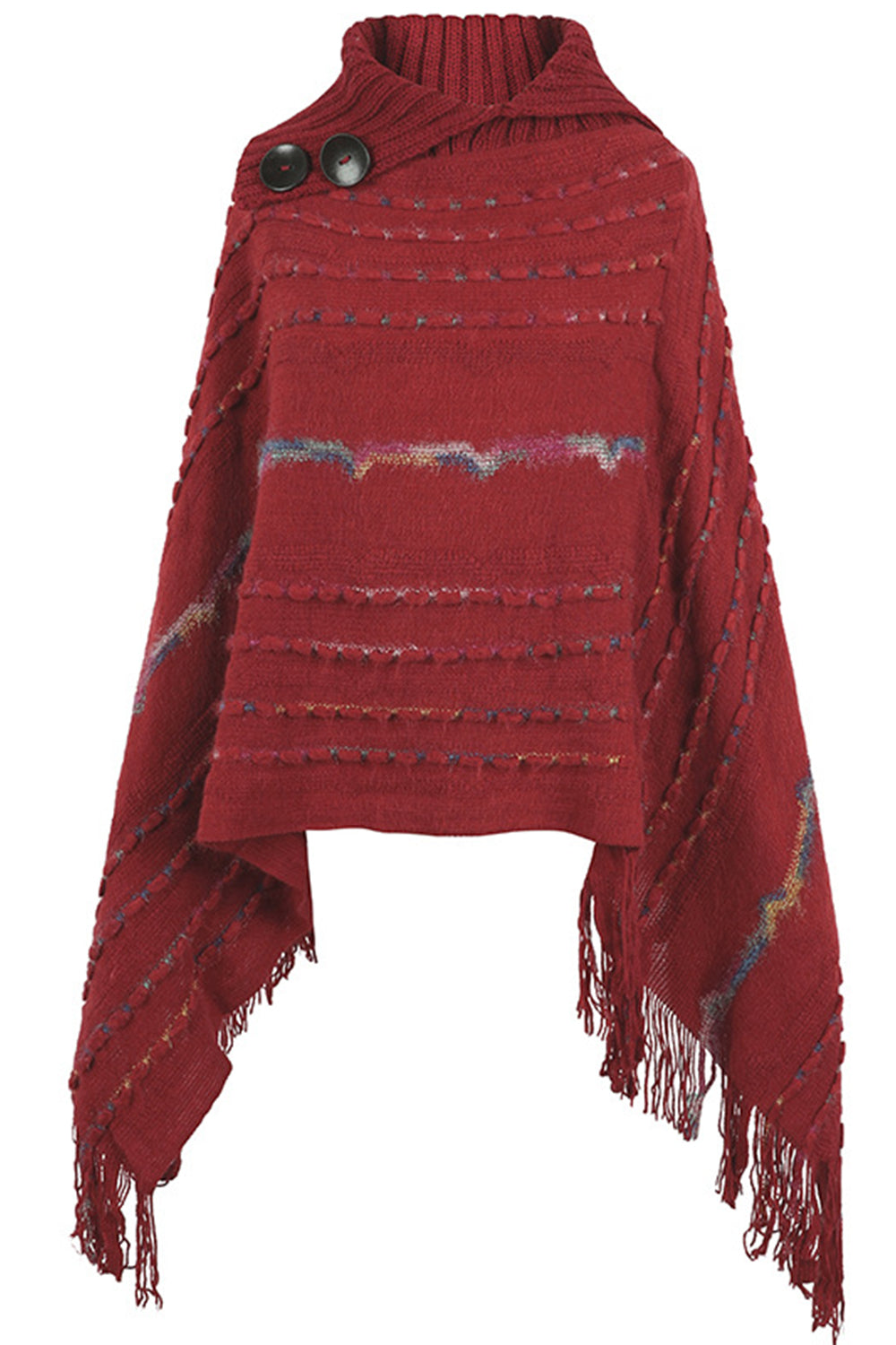 Cloak Sleeve Fringe Detail Poncho