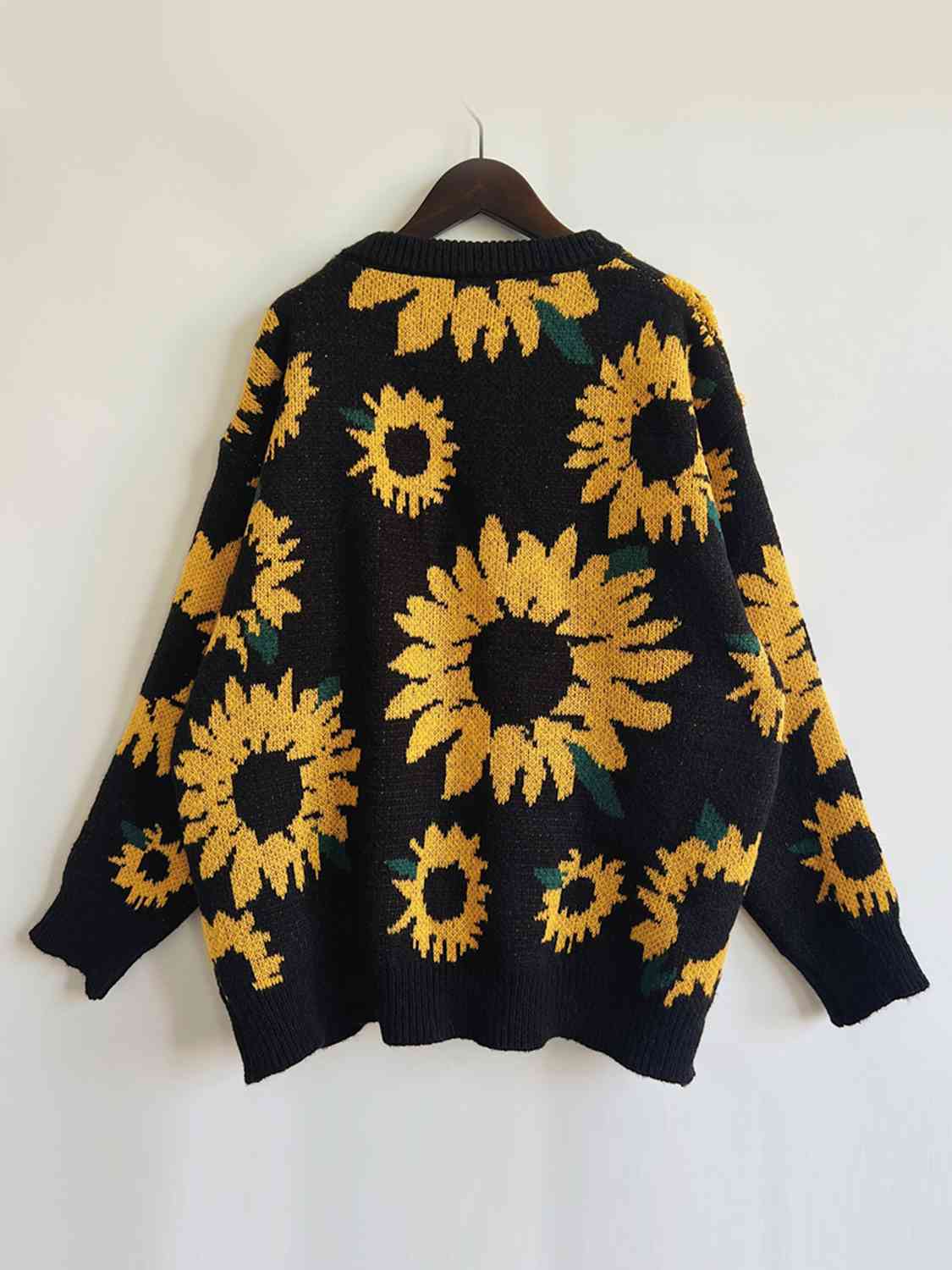 Pullover mit Sonnenblumen-Print und langen Ärmeln