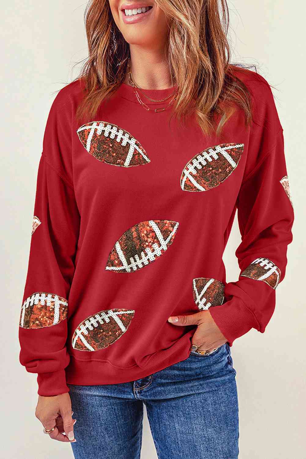 Sweatshirt mit Fußball-Patch und Pailletten