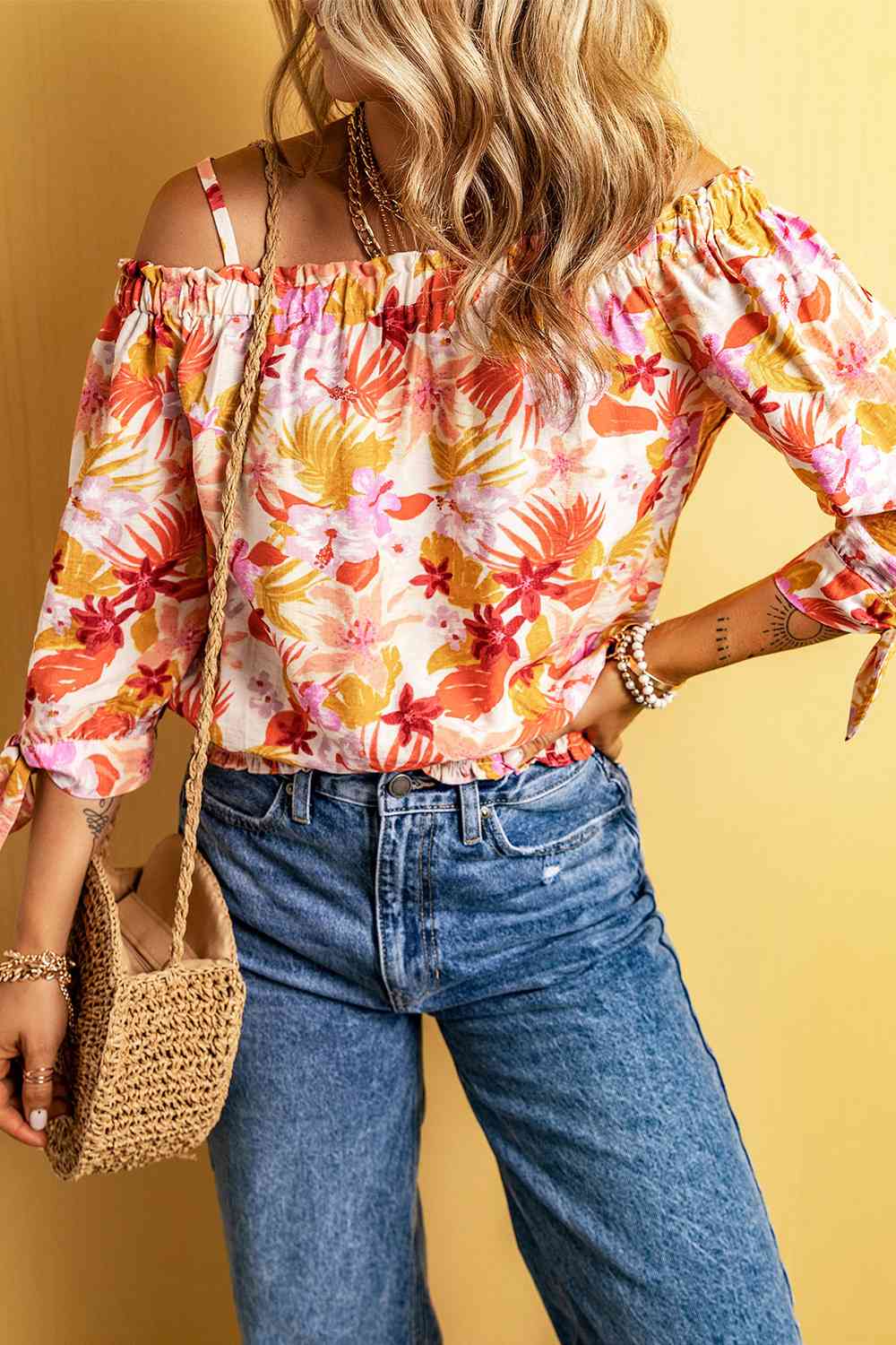 Bedruckte Off-Shoulder-Bluse