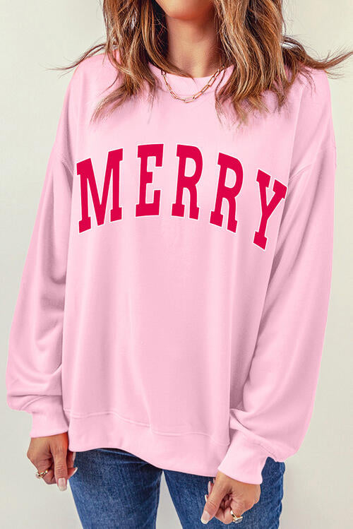 MERRY Graphic Dropped Shoulder Sweatshirt