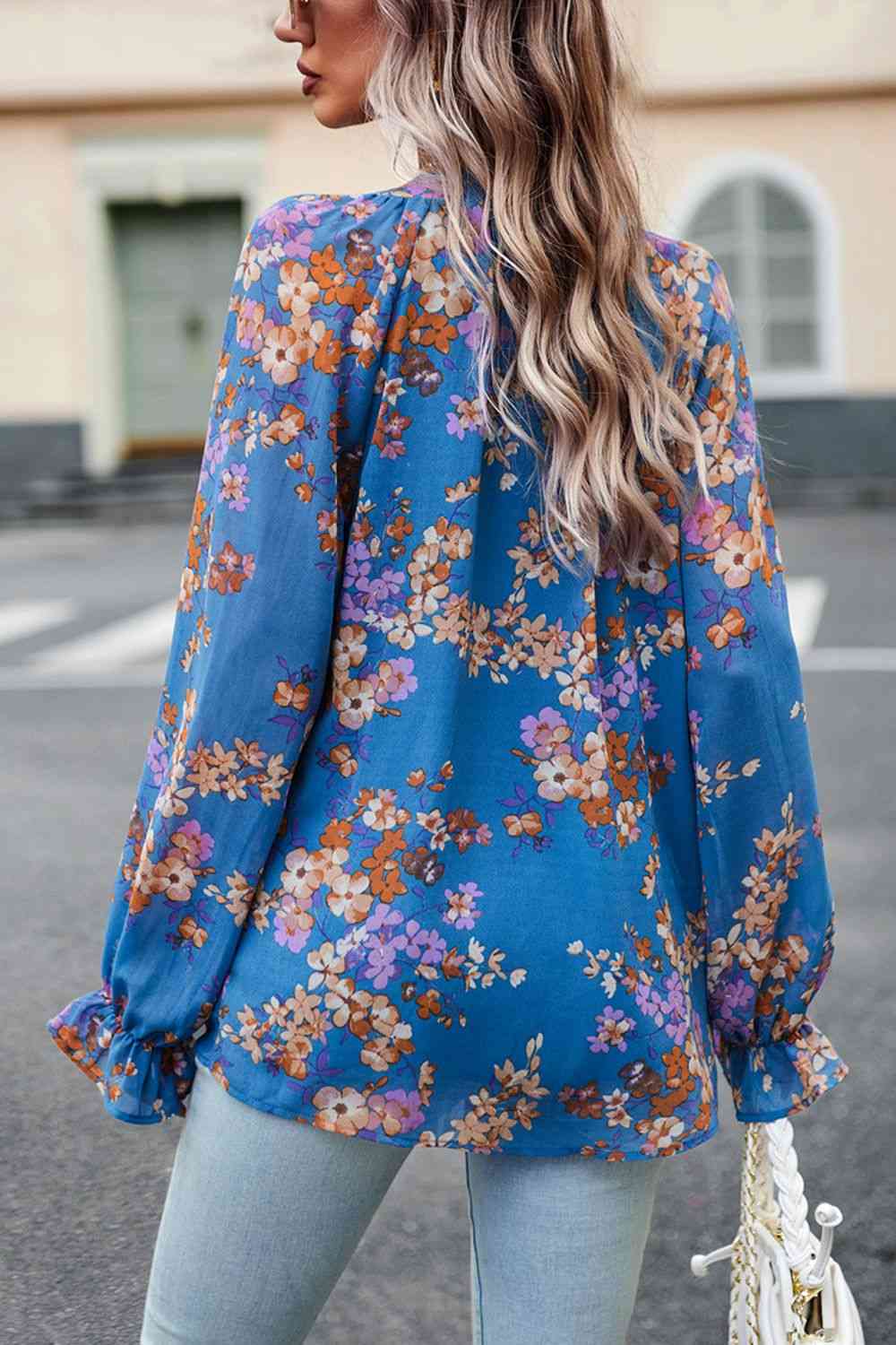 Bluse mit Volantärmeln und Blumendruck