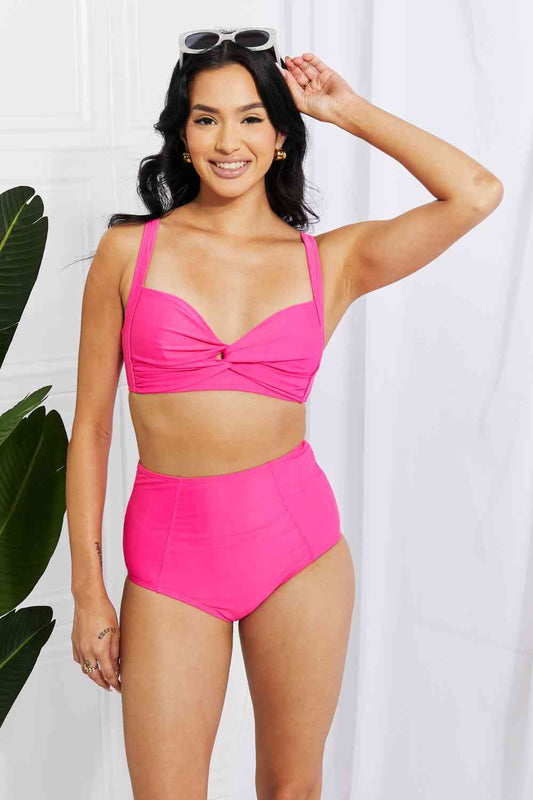 Marina West Swim – Take A Dip Twist – Hochgeschnittener Bikini in Rosa