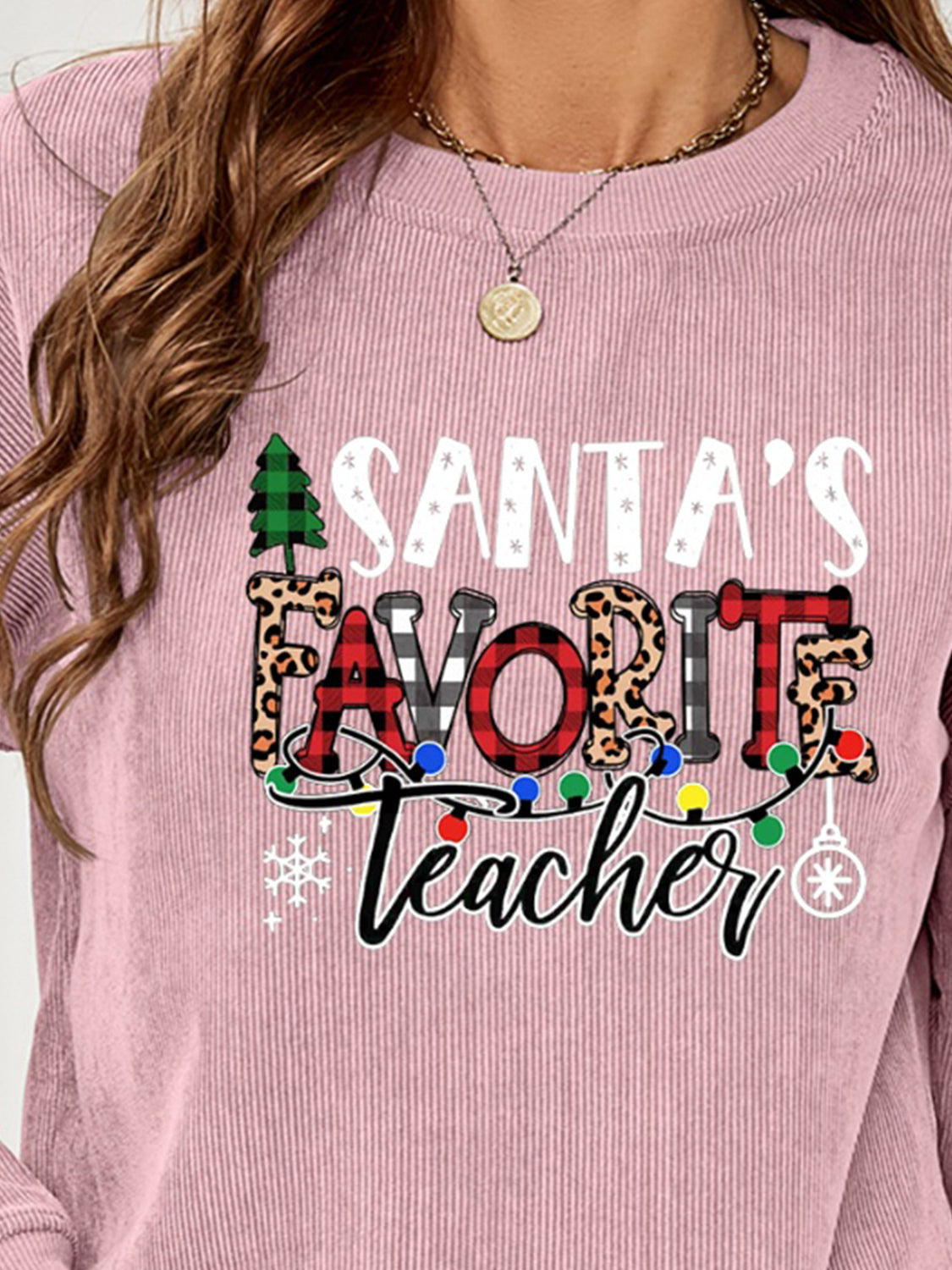 Sweatshirt mit Aufdruck „SANTA'S LIEBLINGSLEHRER“