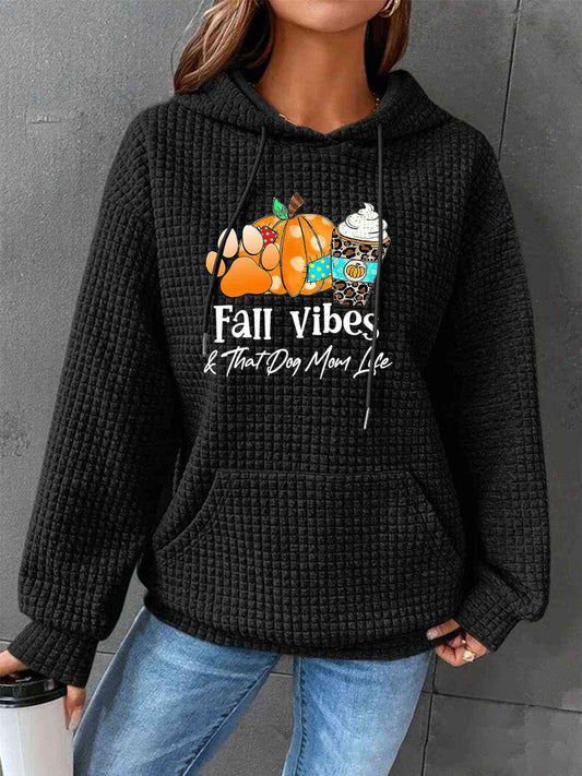 FALL VIBES Grafik-Kapuzenpullover mit Fronttasche