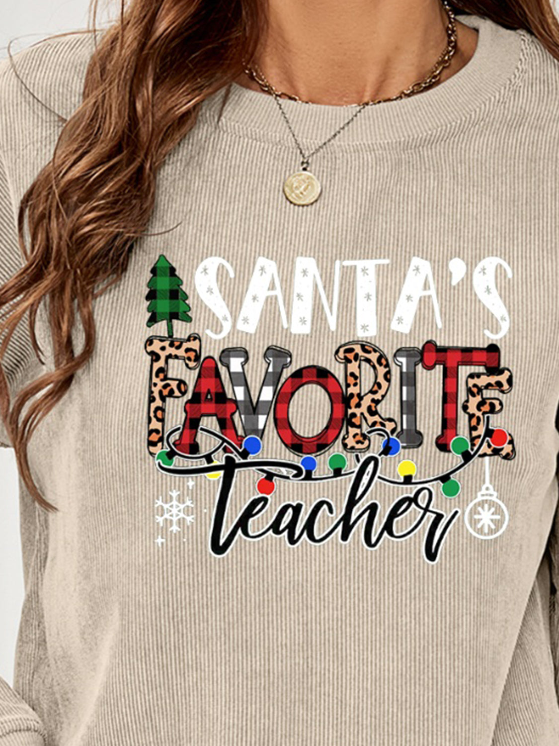 Sweatshirt mit Aufdruck „SANTA'S LIEBLINGSLEHRER“