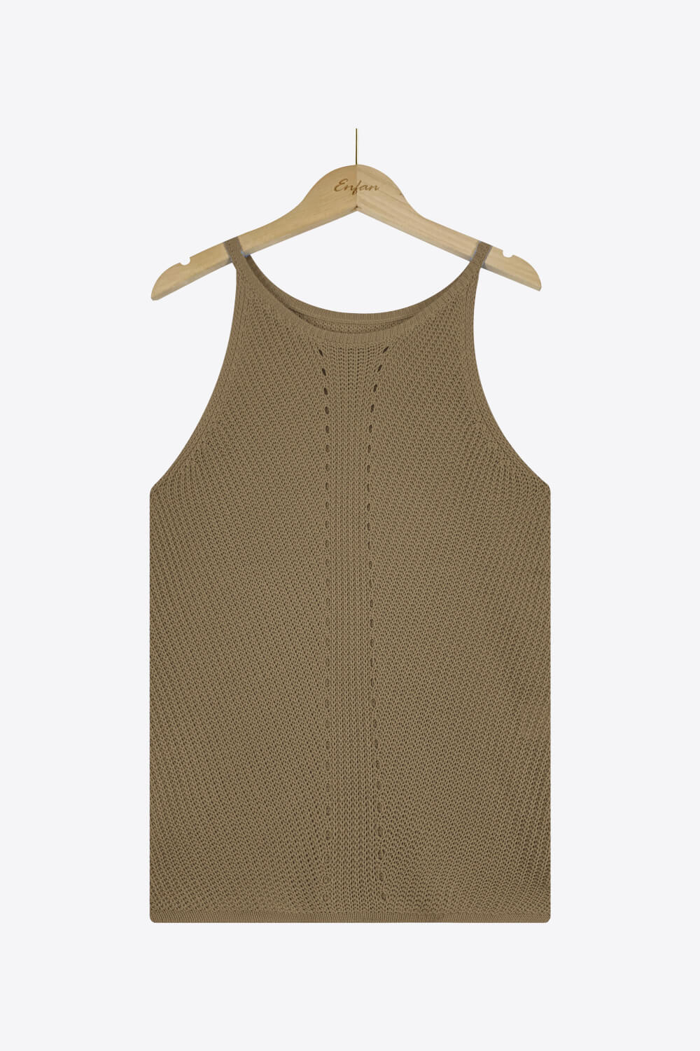 Tanktop aus Strick mit griechischem Halsausschnitt und Lochmuster