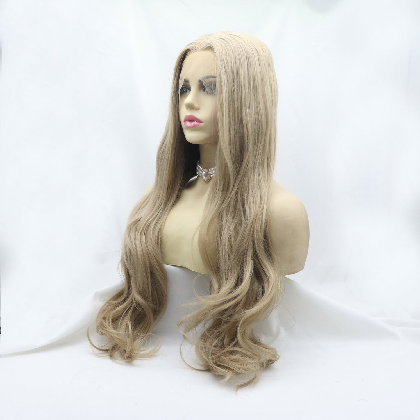 13 x 3 Zoll Lace Front Perücken Synthetisch Lang Gewellt 24 Zoll 130% Dichte