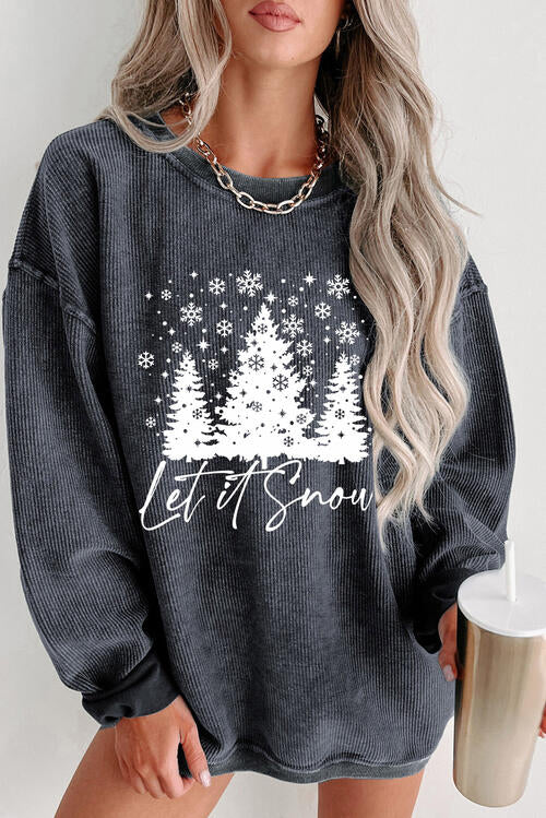 Sweatshirt mit überschnittenen Schultern und Weihnachtsbaum Grafik