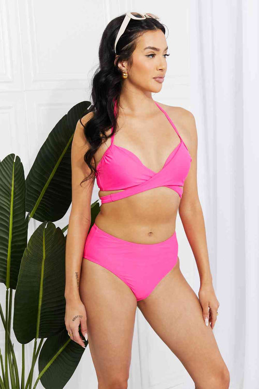 Marina West Swim – Summer Splash – Neckholder-Bikini-Set in Rosa