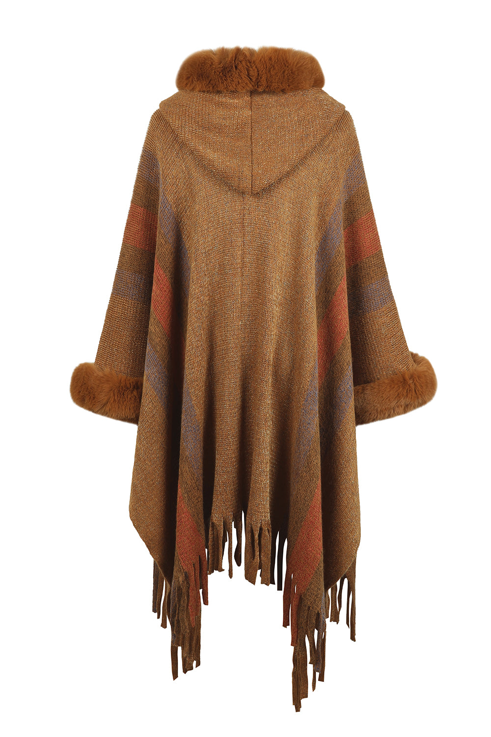 Poncho mit Farbblock und Fransendetail