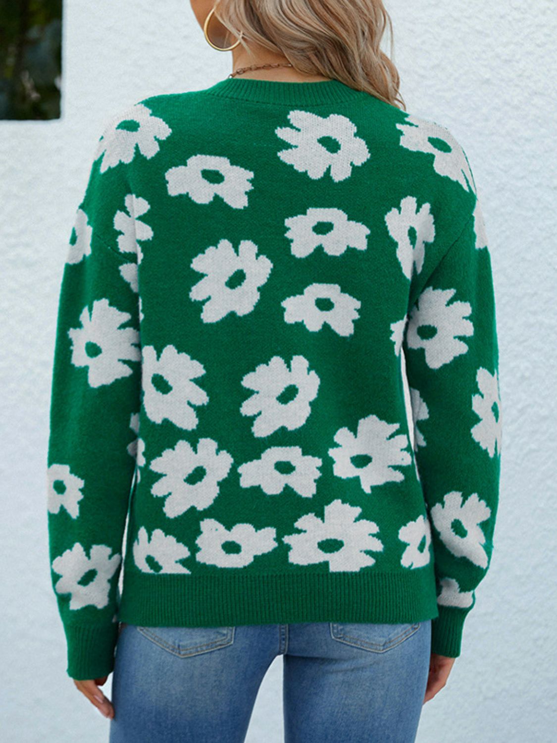 Pullover mit Rundhalsausschnitt und Blumenmuster