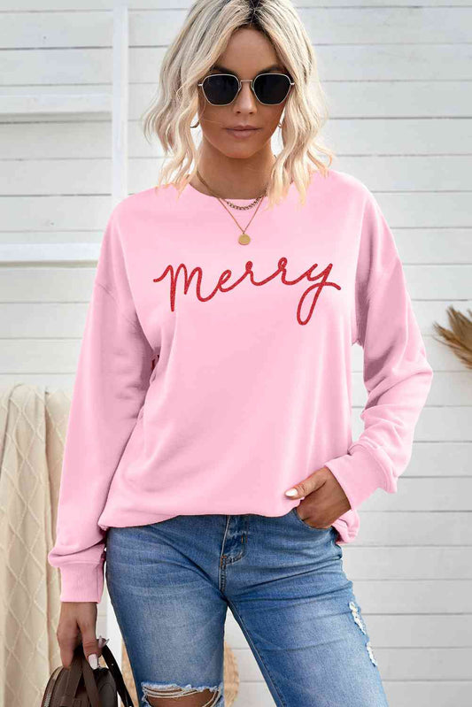 MERRY Sweatshirt mit überschnittener Schulter und Grafik